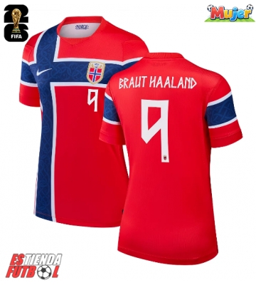Noruega Erling Haaland #9 Primera Equipación Mujer Mundial 2026 Manga Corta